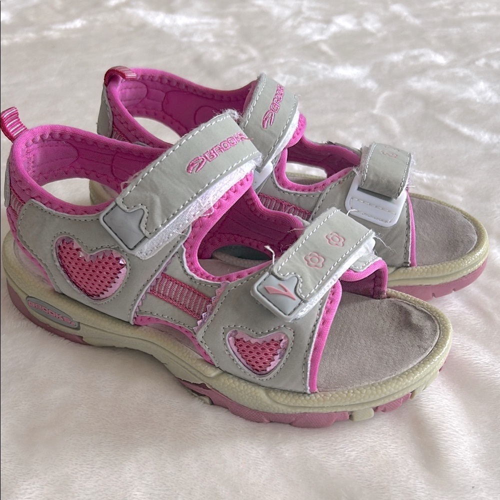 Free Add On - Brooks Pink and Gray Sport Sandals with Adjustable Straps Size 1